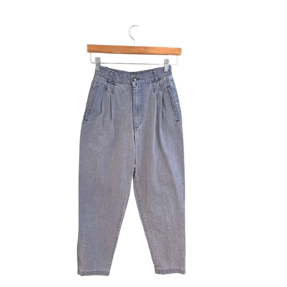 Vintage The North Face Womens Size 6 High-Waisted Pleated Blue Denim Tapered Pan